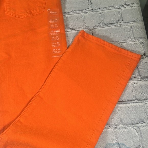 Polo Ralph Lauren Varick Slim Straight Jeans Mens 28x30 Orange NEW - Picture 7 of 16